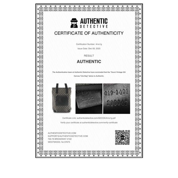 Authenticated Gucci Gray Canvas & Leather GG Tote - Picture 2 of 13